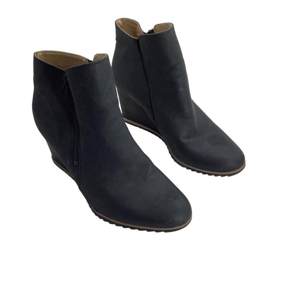 Naturalizer SOUL HUDSON Wedge Bootie Boot‎ Women Size 10 Black Zip Closure 3"